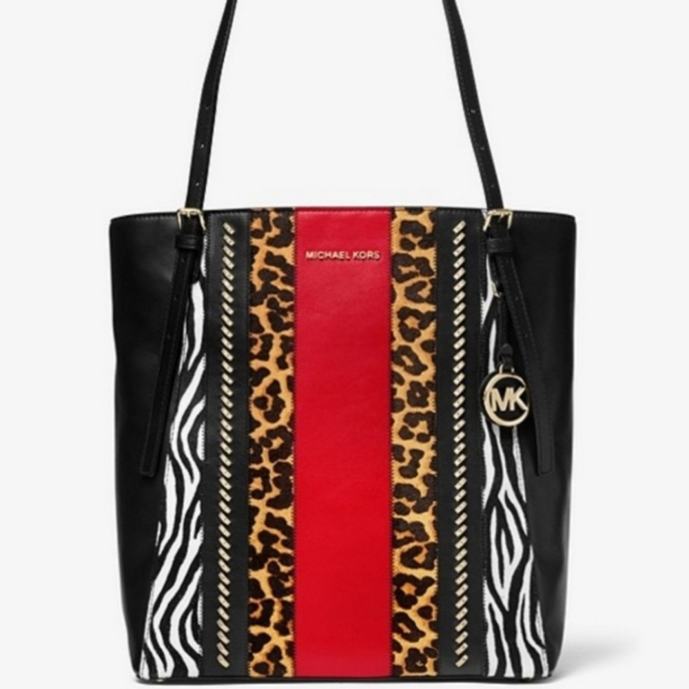 MICHAEL KORS MEGAN Black Multi LG NS Tote Leather 30F9GEGT7L - Picture 2 of 5